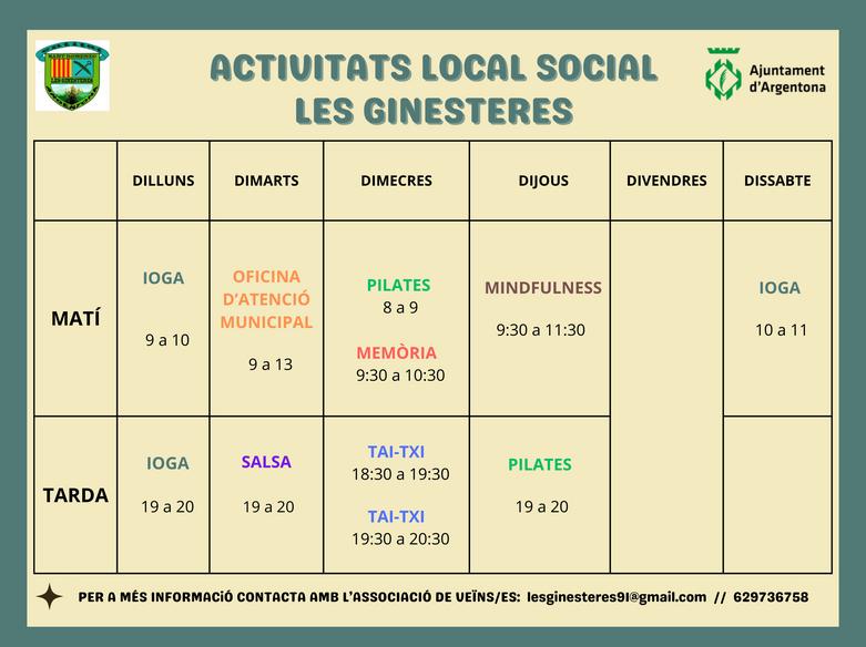 Activitats Local Social Les Ginesteres